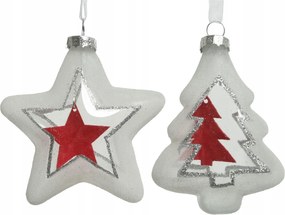 Üveg medál karácsonyfára csillag karácsonyfa 9cm