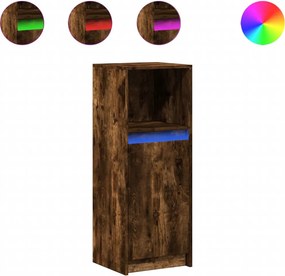 vidaXL füstös tölgy szerelt fa tálalószekrény LED-del 38 x 34 x 100 cm