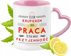 Krupper Bögre Rózsaszín Szív Alakú Füllel Kávé Ajándék