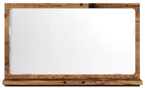 antik fa színű szerelt fa tükrös fürdőszobaszekrény 60x11x37 cm