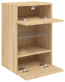 sonoma tölgy színű fali TV-szekrény LED-ekkel 40x30x60,5 cm