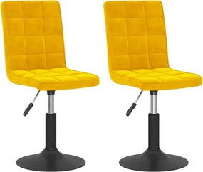 vidaXL 2 db mustársárga bársony forgó étkezőszék