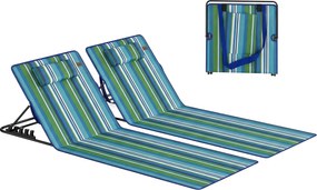 Outsunny 2 db összecsukható napozóágy – állítható háttámlák, fejpárnák és tárolózseb — sötétszürke | Aosom