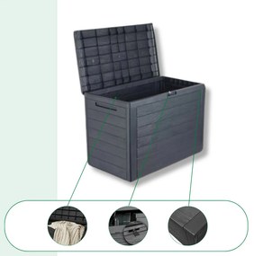 WOODEBOX tárolódoboz, 190L, 78x44x55 cm, antracit Prosperplast