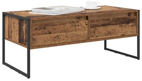 vidaXL Dohányzóasztal fiókkal Öreg fa 100 x 46 x 40 cm Faanyag