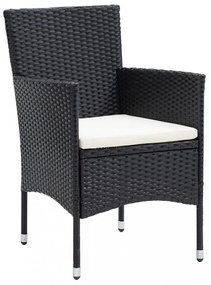 vidaXL 5 részes fekete polyrattan/tömör akácfa kerti étkezőgarnitúra