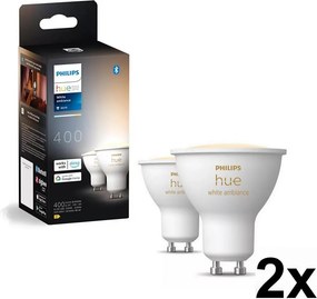 4 darabos Philips Hue WHITE AMB. dimmelhető LED GU10 izzó, 4,2 W, 230 V, 2200–6500 K