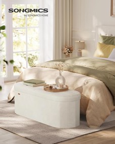 SONGMICS ülőpad tárolóval, tárolódoboz, 38 x 110 x 38 cm, krémfehér