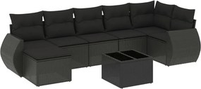 vidaXL 8 részes fekete polyrattan kerti ülőgarnitúra párnákkal