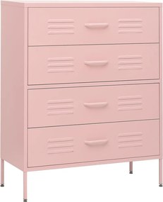 vidaXL rózsaszín acél fiókos szekrény 80 x 35 x 101,5 cm