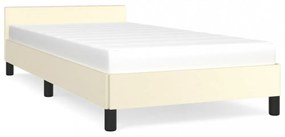 krémszínű ágykeret fejtámlával matrac nélkül 90x200 cm