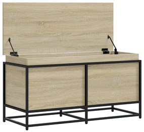 sonoma tölgy szerelt fa tárolóláda fedéllel 100x40x51,5 cm