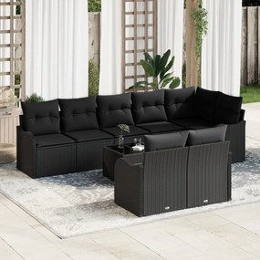 9 Darabos Kerti Sofa Szett Párnákkal Bézs Poli Rattan, 2-Fős Kerti Sofa Párnákkal Fekete Poli Rattan