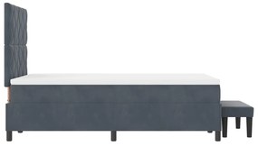 Box Spring Ágy Matraccal és Paddal Sötétszürke 120x190 cm Bársony