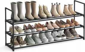 Fém cipősszekrény 3 polccal moduláris 18 pár cipőhöz fekete