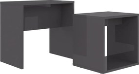 vidaXL magasfényű szürke szerelt fa dohányzóasztal szett 48x30x45 cm