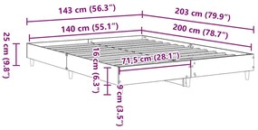 kézműves tölgy szerelt fa ágykeret matrac nélkül 140x200 cm