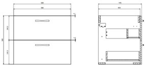 Cersanit S801-309-DSM- Függesztett fürdőszobai szekrény mosdóval NIKO, 60x45 cm, fehér