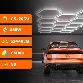 LED mennyezeti lámpatest LED/456W/85-265V 6500K 522x298 cm CRI 90 IP54 fehér