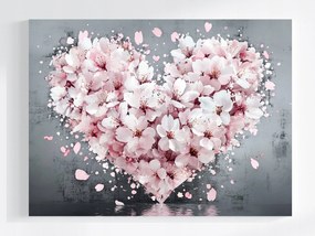 Vászonkép Canvas Akvarell Kompozíció Szív Cseresznye Virágok 100x75