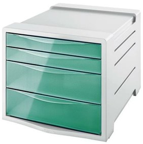 Irattároló, műanyag, 4 fiókos, ESSELTE Colour'Breeze, áttetsző zöld (E626285)