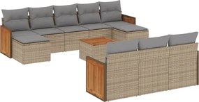 vidaXL 11 részes bézs polyrattan kerti ülőgarnitúra párnákkal