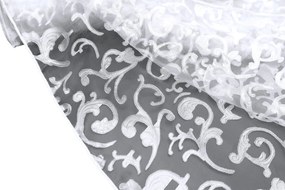 Függöny dekoráció organtin mintával, ólomzsinórral, 280 cm magas, fehér