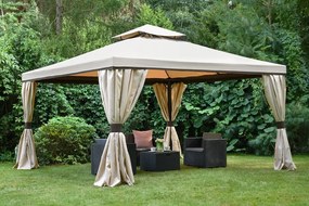 Valencia Garden Point 4x4 m-es krémszínű kerti pavilon függönyökkel