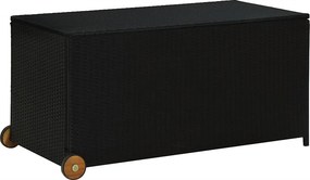 Fekete Polyrattan Kerti Tárolóláda 120 X 65 X 61 Cm