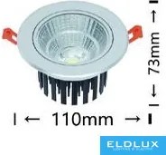 UNIVERSO LED süllyestett lámpa 12w 1080lm 3000K 24° D110x77mm Kivágás:D90mm IP20 alumínium