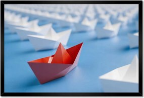 Poszter keretben 60x40 Piros papírhajó