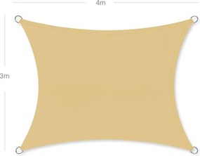 Napvitorla, 2x4m, 93% UV védelem, víz és időjárás álló, bézs