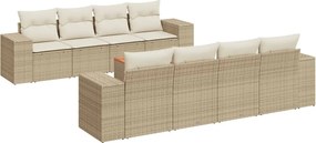 vidaXL 9 részes bézs polyrattan kerti ülőgarnitúra párnákkal