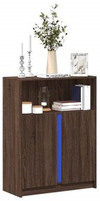 barna tölgy szerelt fa tálalószekrény LED-del 77x34x100 cm
