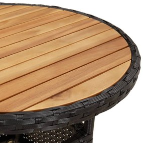 fekete akácfa és polyrattan kerti asztal Ø60 x 75 cm