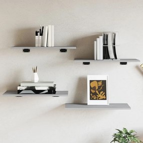 4 db szürke sonoma színű szerelt fa fali polc 60 x 30 x 1,5 cm