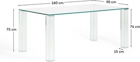 Üveg étkezőasztal 90x160 cm Adularia – Kave Home