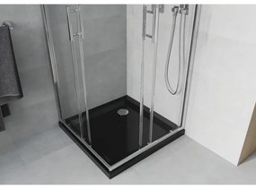 Mexen Rio, szögletes zuhany tolóajtóval 70 (ajtó) x 70 (ajtó) x 190 cm, 5mm átlátszó üveg, króm profil + fekete SLIM zuhanytálca, 860-070-070-01-00-4…