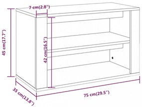 szürke sonoma színű szerelt fa cipőtartó 75x35x45 cm