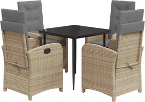 vidaXL 5 részes vegyes bézs polyrattan kerti étkezőgarnitúra párnákkal