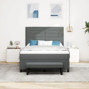 Box Spring Ágy Matrac és Pad Sötétszürke 160x200 cm Szövet