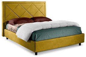 Bed&amp;Sofa iSomn Venezia Franciaágy 160x200 cm, sárga, szövet, tárolóláda nélkül