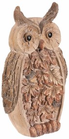 Őszi dekoráció Bagoly világítással, 21 x 12 x 37cm, magnézium, fa utánzat