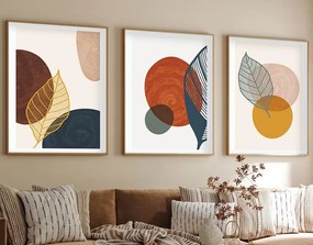 Huhu209 keretezett MDF falikép, 50 x 70 cm, 3 db-os szett