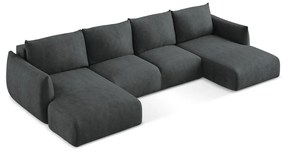 Sötétszürke zsenília kinyitható sarokkanapé (U alakú) Leila – Makamii