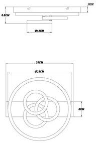 Globo 48040-40 - LED dimmelhető mennyezeti lámpatest DARRYL I 40W/230V méret 35x33 cm + távirányító