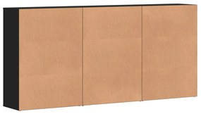 3 db fekete szerelt fa tálalószekrény 60 x 31 x 84 cm