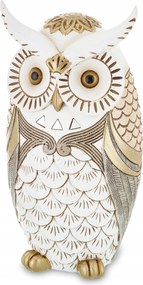 Bagoly figura dekoráció arany fehér mart részletekkel dekoráció figura