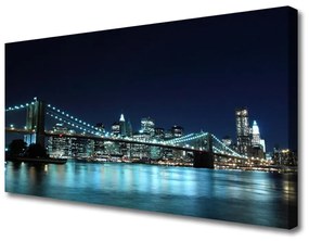Vászonkép nyomtatás Bridge City Architecture Éjszaka 120x60 cm