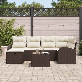 Kerti Kanapé Szett 7 pcs Barna és krémszínű 234 x 124 x 85 cm